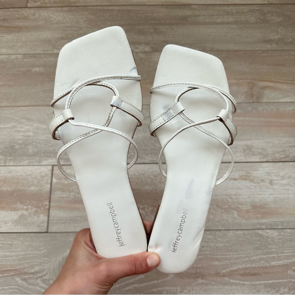 Jeffrey Campbell white leather flats sandals